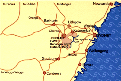 Location of Jenolan Caves, NSW. Australia